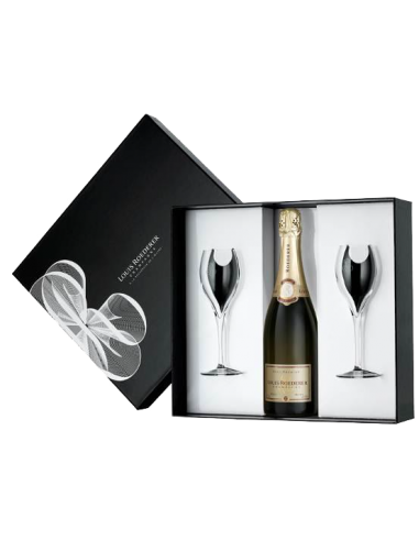 COFFRET 2 FLÛTES + BOUTEILLE Louis-Roederer